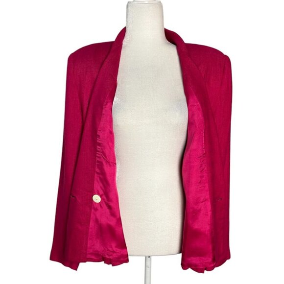 GILMOR Two Piece SET Skirt Set Barbie Hot Pink Double-Breasted Women's Sz 10 - Picture 6 of 9